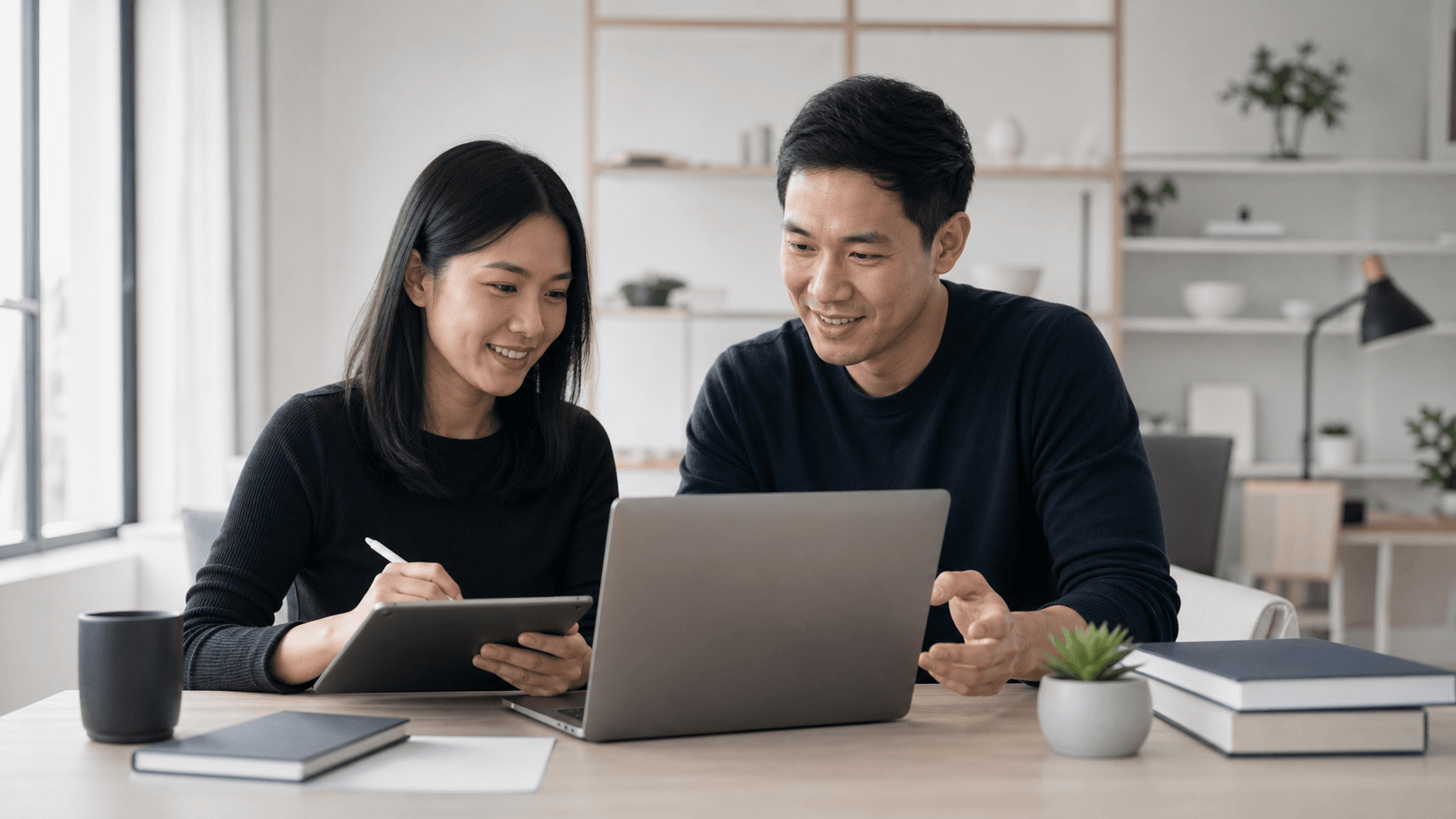 Mentor and learner in a clean modern training environment.